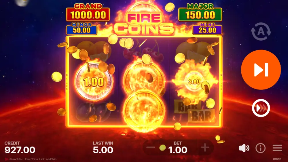Grand Jackpot symbol in Fire Coins slot by Playson during Bonus Game